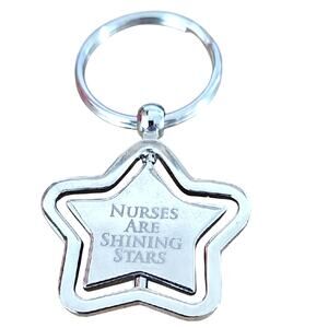 Nurses are Shining Stars Spinning Star Silvertone Keychain Special Healthcare